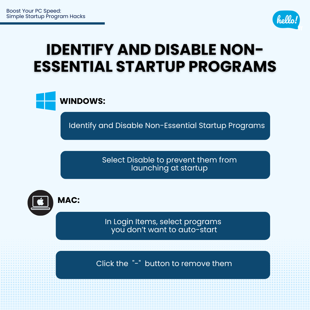 User configuring system settings to remove an unwanted program from startup applications.