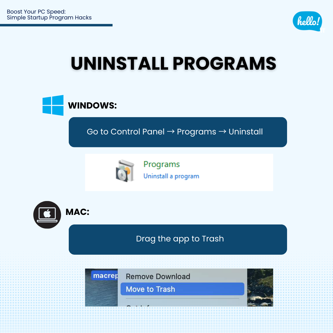 User configuring system settings to remove an unwanted program from startup applications.