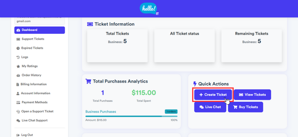 Step-by-step guide to submit a helpdesk ticket with HelloIT